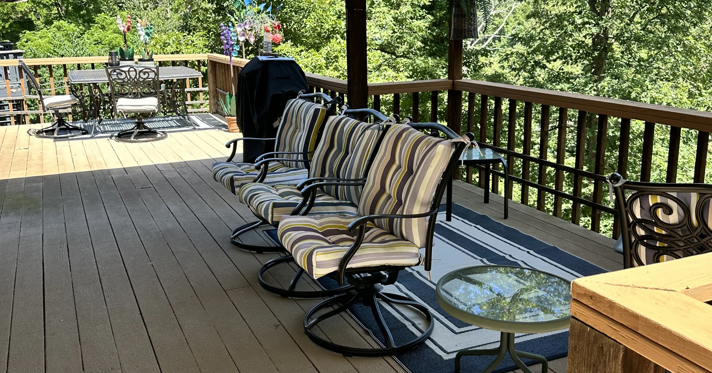 Spacious deck overlooking greenery